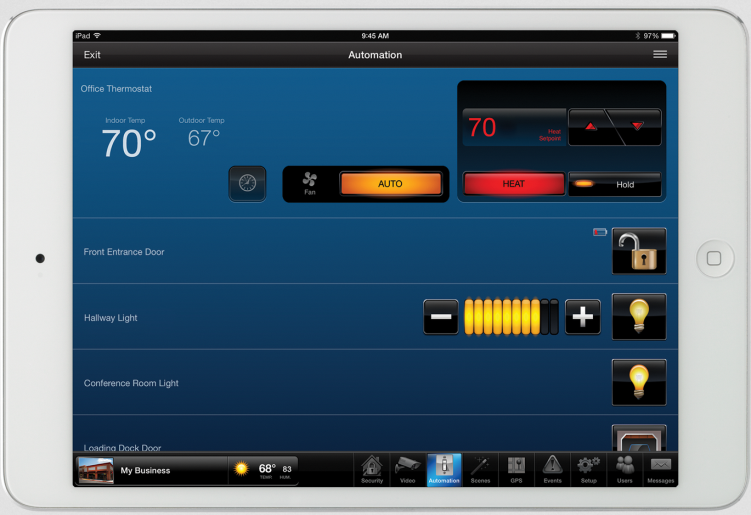 business security del mar control screen